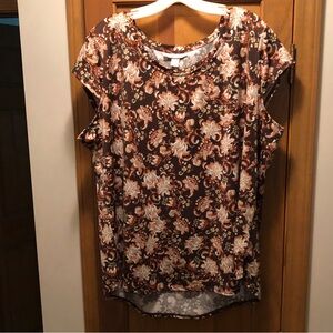 Brown Floral Top Bouse Emaline Woman 2X